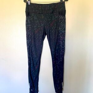 Athleta Black Leggings with Multicolor Dots